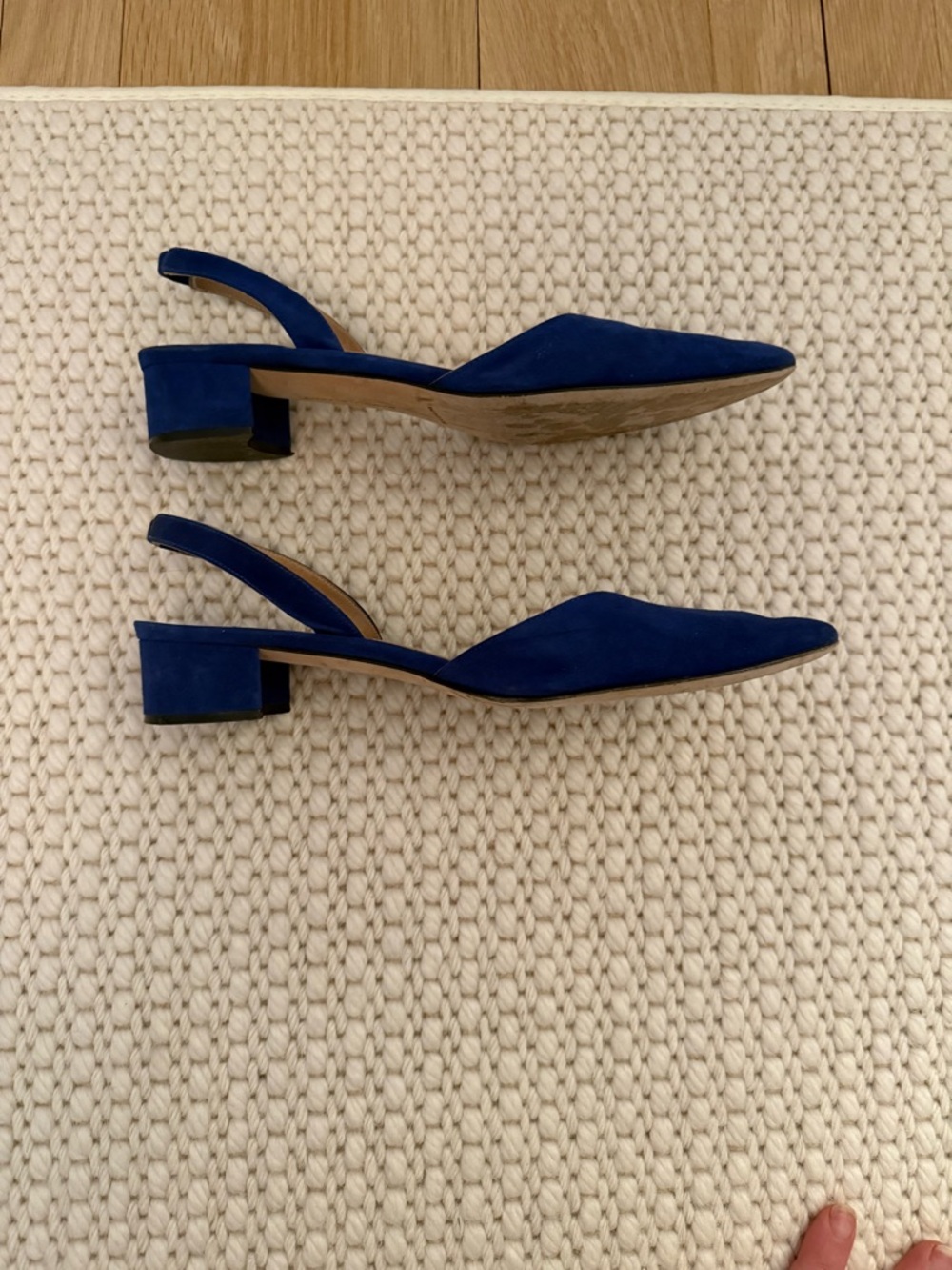 Manolo Blahnik Aspro Suede Slingback Pump, Blue, Sz 37.5 - Picture 4 of 7